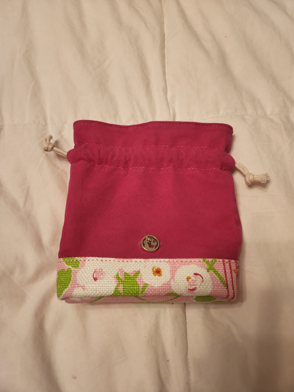 Spartina 449 Pink Floral Drawstring  Pouch
